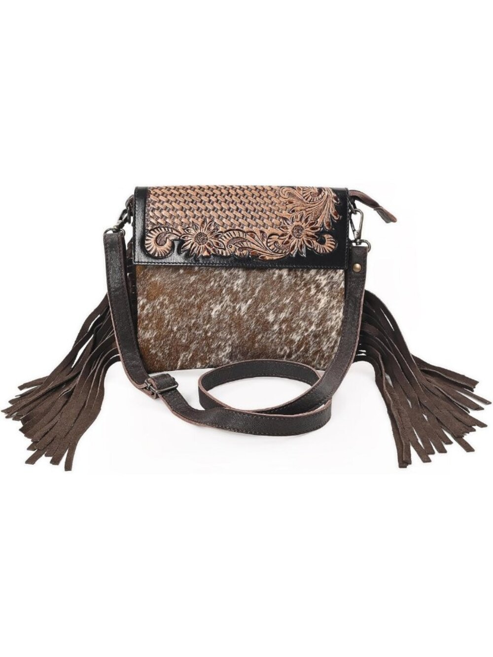 Stylish Natural Cowhide Leather Handbag with Adjustable Strap - Versatile Sling